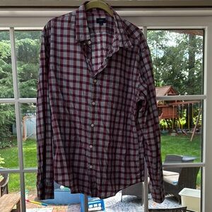 J. Crew Red and Blue Casual Button Down Shirt